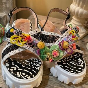 Colorful Betsey Johnson Sandals with Embellishments size 5